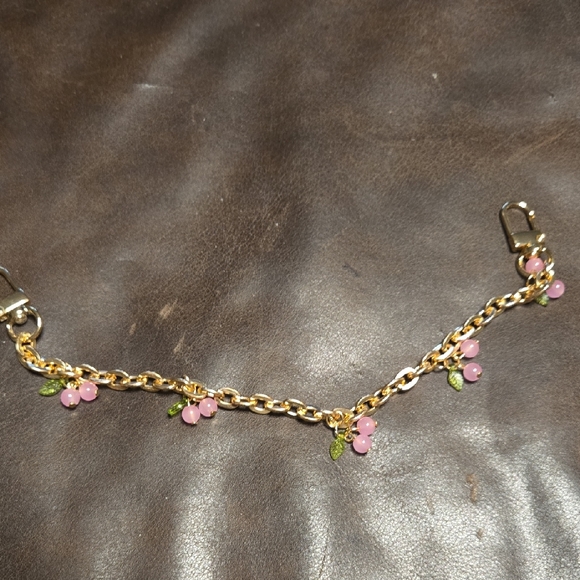 Gold Chain Bracelet with Pink Floral Charms - Picture 1 of 1